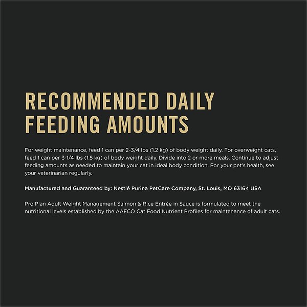 Show full view: Purina Pro Plan Weight Management Salmon & Rice Entree Wet Cat Food, 85-g can, case of 24 slide 8 of 9