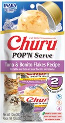 Inaba Churu Pop'n Serve Tuna with Bonito Flakes Grain-Free Lickable Cat Treats, 34-g cup, 8 count