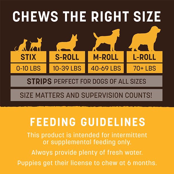 Show full view: Earth Animal No-Hide Large Rolls Long Lasting Natural Rawhide Alternative Peanut Butter Vegetarian Recipe Chew Dog Treats, 3 count slide 4 of 6