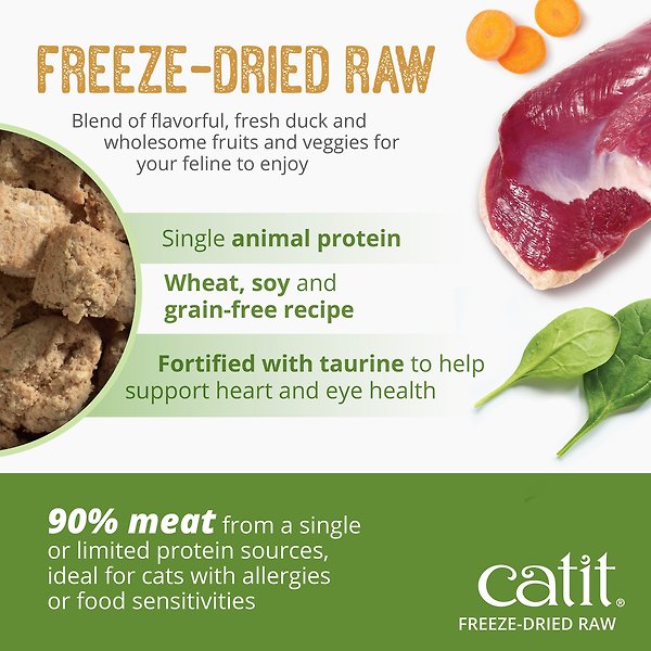Show full view: Catit Recipes Raw Duck Freeze-Dried Cat Food, 100-g bag slide 4 of 9
