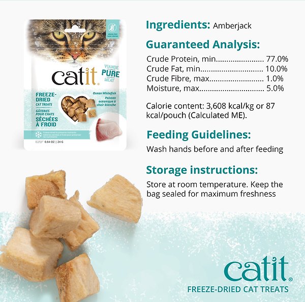 Show full view: Catit Raw Freeze-Dried Ocean Whitefish Cat Treats, 28.4-g bag slide 7 of 8