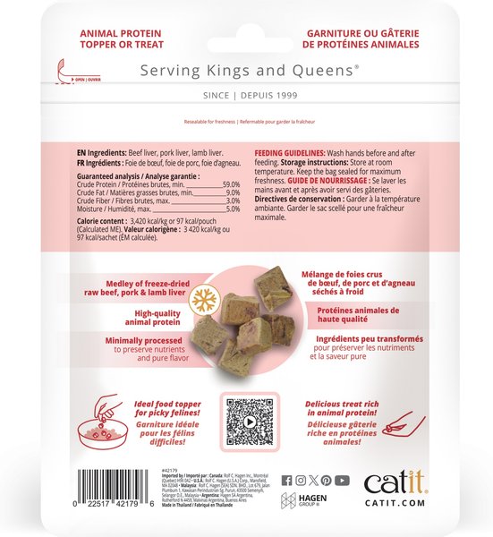 Show full view: Catit Raw Freeze-Dried Beef, Pork, & Lamb Liver Cat Treats, 28.4-g bag slide 3 of 7