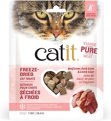 Catit Raw Freeze-Dried Beef, Pork, & Lamb Liver Cat Treats, 28.4-g bag