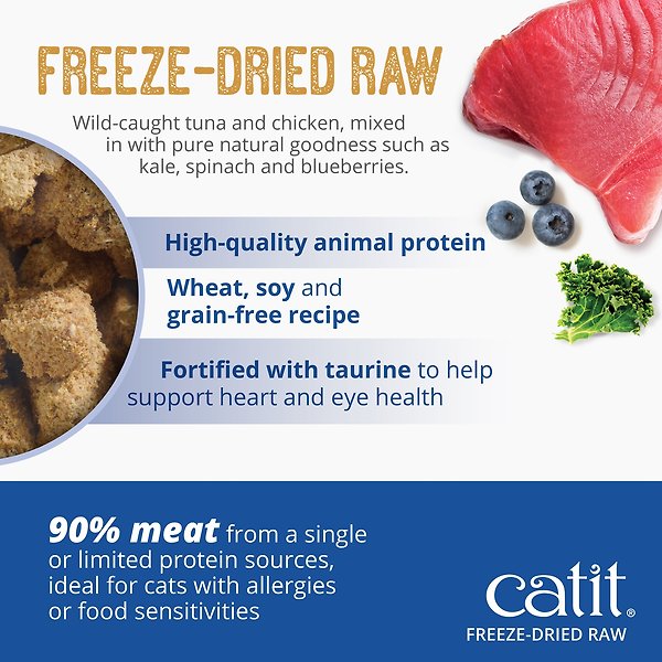 Show full view: Catit Recipes Raw Tuna & Chicken Freeze-Dried Cat Food, 226-g bag slide 6 of 8