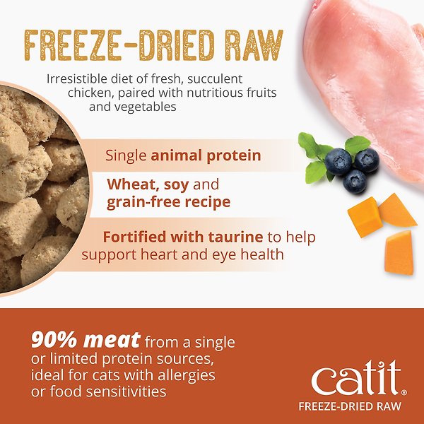Show full view: Catit Recipes Raw Chicken Freeze-Dried Cat Food, 100-g bag slide 6 of 9