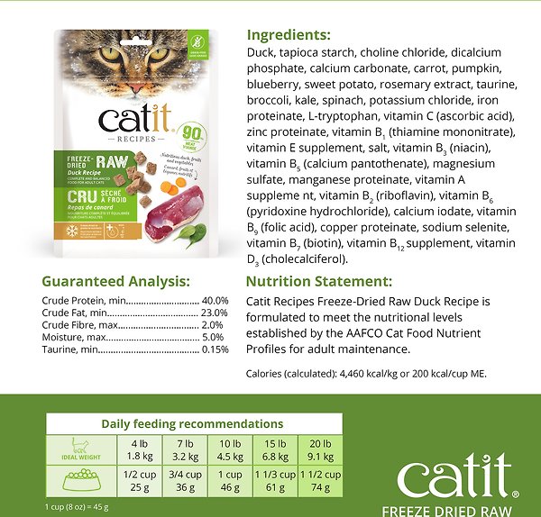Show full view: Catit Recipes Raw Duck Freeze-Dried Cat Food, 100-g bag slide 7 of 9