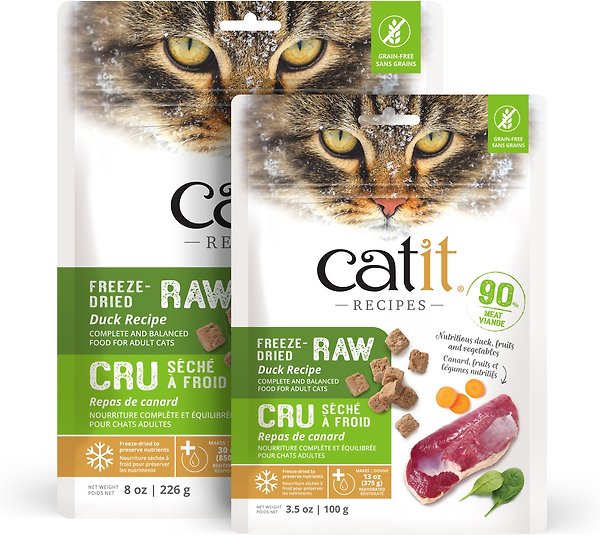 Show full view: Catit Recipes Raw Duck Freeze-Dried Cat Food, 100-g bag slide 8 of 9