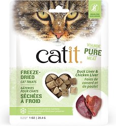 Catit Raw Freeze-Dried Duck & Chicken Liver Cat Treats, 28.4-g bag