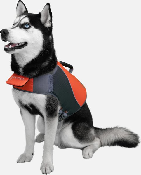 Show full view: Goo-eez Dog Life Vest, Orange/Grey, X-Small slide 4 of 5