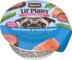 Merrick Lil' Plates Grain-Free Small Breed Wet Dog Food Surfin' + Turfin' Supper, 99-g tub, case of 12