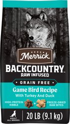 Merrick Backcountry Raw Infused Grain-Free Game Bird Recipe Freeze-Dried Dog Food, 9.07-kg bag