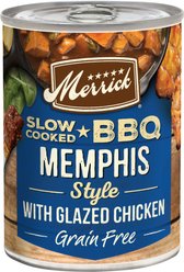 Merrick Grain-Free Wet Dog Food Slow-Cooked BBQ Memphis Style with Glazed Chicken, 360-g can, case of 12