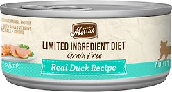Merrick Limited Ingredient Diet Grain-Free Real Duck Pate Recipe Canned Cat Food, 142-g, case of 24