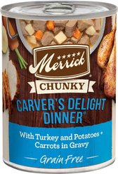 Merrick Chunky Grain-Free Wet Dog Food Carvers Delight Dinner, 360-g can, case of 12