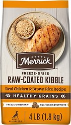 Merrick Healthy Grains Raw-Coated Kibble Real Chicken + Brown Rice Recipe Freeze-Dried Dry Dog Food, 1.81-kg bag