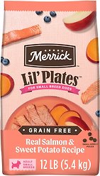 Merrick Lil' Plates Grain-Free Chicken-Free Real Salmon + Sweet Potato Recipe Small Breed Dry Dog Food, 5.44-kg bag