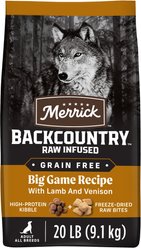 Merrick Backcountry Raw Infused Grain-Free Big Game Recipe Freeze-Dried Dog Food, 9.07-kg bag