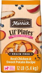 Merrick Lil' Plates Grain-Free Real Chicken + Sweet Potato Recipe Small Breed Dry Dog Food, 5.44-kg bag