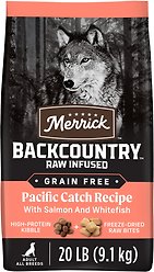 Merrick Backcountry Raw Infused Grain-Free Chicken-Free Pacific Catch Recipe Dry Dog Food, 9.07-kg bag