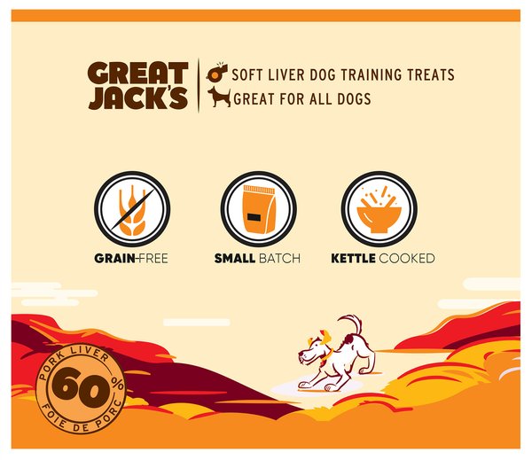 Show full view: Great Jack's Big Bitz Liver & Cheese Recipe Grain-Free Dog Treats, 7-oz bag slide 4 of 7