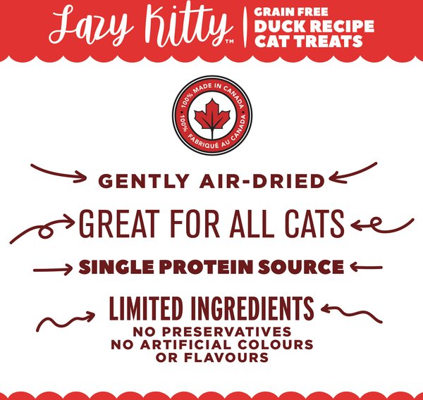 Show full view: Lazy Kitty Duck Recipe Air-Dried Grain-Free Cat Treats, 3-oz bag slide 3 of 5