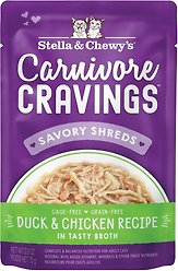 Stella & Chewy's Carnivore Cravings Duck & Chicken Flavored Shredded Wet Cat Food, 2.8-oz pouch, case of 12