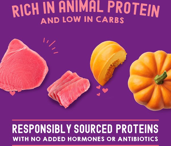 Show full view: Stella & Chewy's Carnivore Cravings Tuna & Pumpkin Flavored Shredded Wet Cat Food, 2.8-oz pouch, case of 12 slide 4 of 9