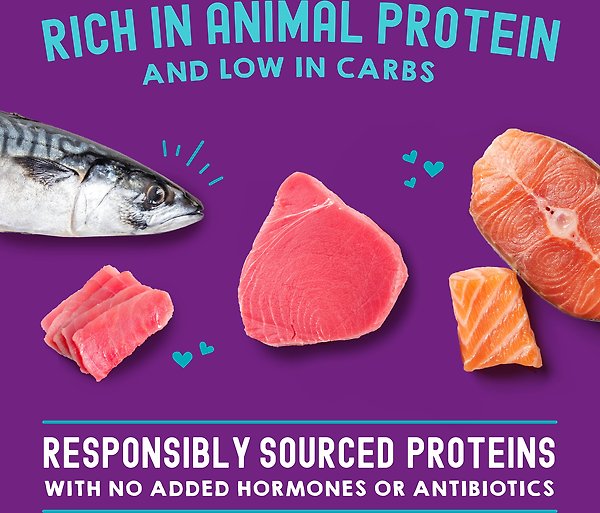 Show full view: Stella & Chewy's Carnivore Cravings Salmon, Tuna & Mackerel Flavored Shredded Wet Cat Food, 2.8-oz pouch, case of 12 slide 4 of 9