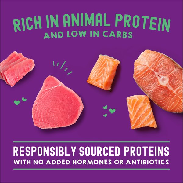 Show full view: Stella & Chewy's Carnivore Cravings Morsels'N'Gravy Salmon & Tuna Recipe Wet Cat Food, 2.8-oz pouch, case of 12 slide 7 of 9