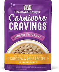 Stella & Chewy's Carnivore Cravings Morsels'N'Gravy Chicken & Beef Recipe Wet Cat Food, 2.8-oz pouch, case of 12