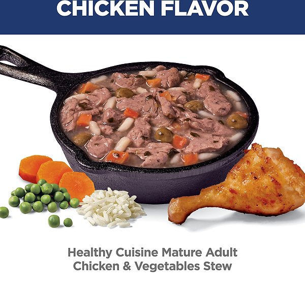 Show full view: Hill's Science Diet Mature Adult Healthy Cuisine Chicken & Vegetables Stew Wet Dog Food, 2.8-oz pouch, case of 24 slide 4 of 9