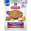 Show in main carousel: Hill's Science Diet Adult Sensitive Stomach & Sensitive Skin Turkey & Vegetables Stew Wet Dog Food, 2.8-oz pouch, case of 24 slide 1 of 9