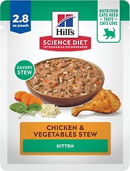 Hill's Science Diet Kitten Chicken & Vegetables Stew Wet Cat Food, 2.8-oz pouch, case of 24
