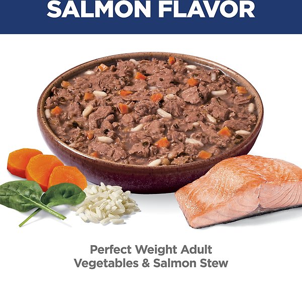 Show full view: Hill's Science Diet Adult Perfect Weight Vegetables and Salmon Stew Wet Cat Food, 2.8-oz pouch, case of 24 slide 4 of 9