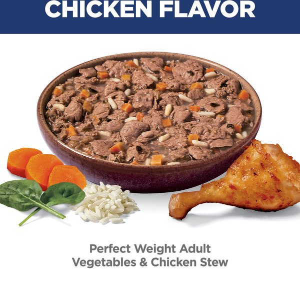 Show full view: Hill's Science Diet Adult Perfect Weight Vegetables and Chicken Stew Wet Cat Food, 2.8-oz pouch, case of 24 slide 4 of 9
