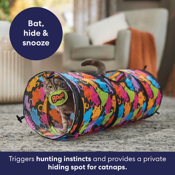 Show full view: Frisco Halloween Foldable Play Tunnel Cat Toy with Catnip, Colorful Ghost Cats slide 5 of 7