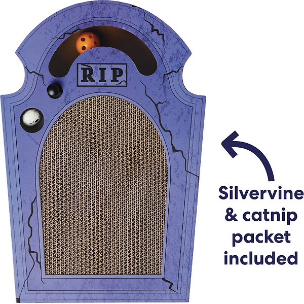 Show full view: Frisco Halloween Tombstone Interactive Cardboard Pop-Up Scratcher Cat Toy with Silvervine & Catnip slide 3 of 7