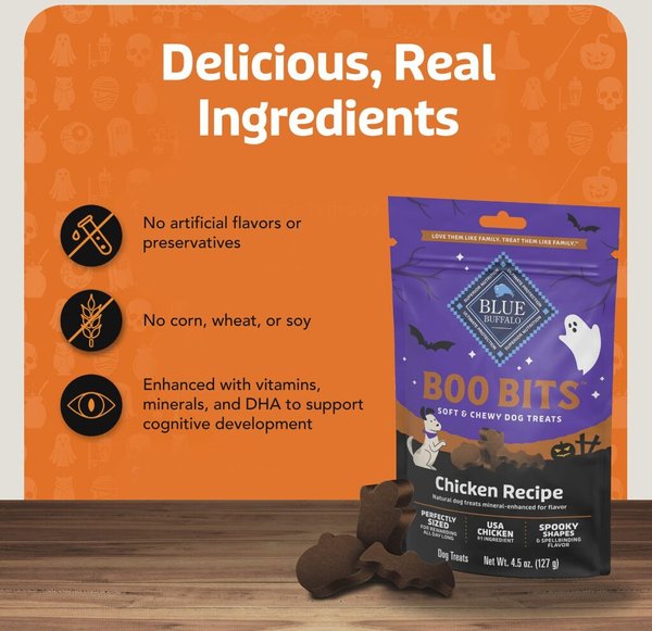 Show full view: Blue Buffalo Boo Bits Tasty Chicken Recipe Dog Treats, 4.5-oz bag slide 5 of 9