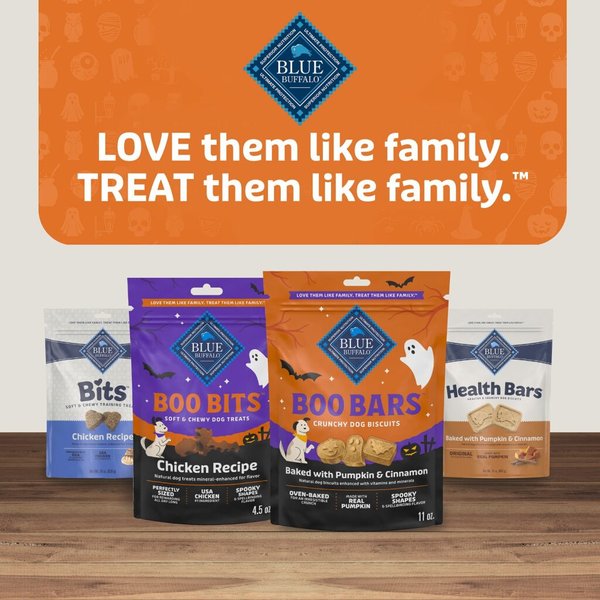 Show full view: Blue Buffalo Boo Bars Pumpkin & Cinnamon Crunchy Dog Treats, 11-oz bag slide 7 of 8