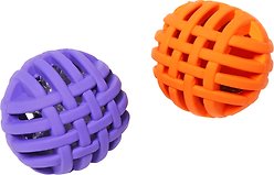 Frisco Halloween Lattice Rubber Balls with Bell, Crinkle & Compressed Silvervine & Catnip Cat Toy, 2 count