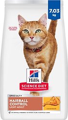Hill's Science Diet Adult Hairball Control Light Dry Cat Food, 7.03-kg bag