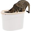 Show in main carousel: IRIS USA Large Round Top Entry Cat Litter Box & Scoop, White/Beige slide 1 of 7