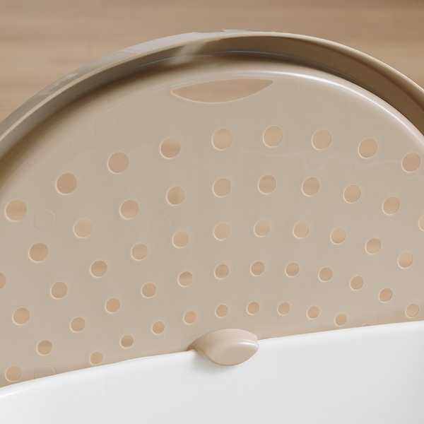 Show full view: IRIS USA Large Round Top Entry Cat Litter Box & Scoop, White/Beige slide 6 of 7