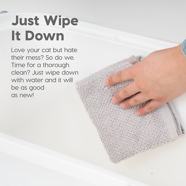 Show full view: IRIS USA Square Top Entry Cat Litter Box with Scoop, Large, White slide 4 of 10