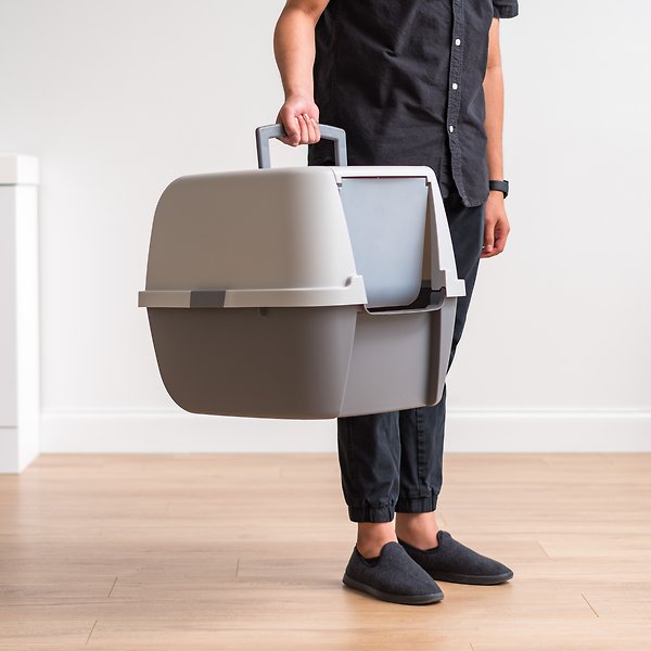 Show full view: IRIS USA Enclosed Cat Litter Box with Front Door Flap & Scoop, Gray, Jumbo slide 4 of 10