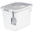 Show in main carousel: IRIS USA Square Top Entry Cat Litter Box with Scoop, Large, White slide 1 of 10