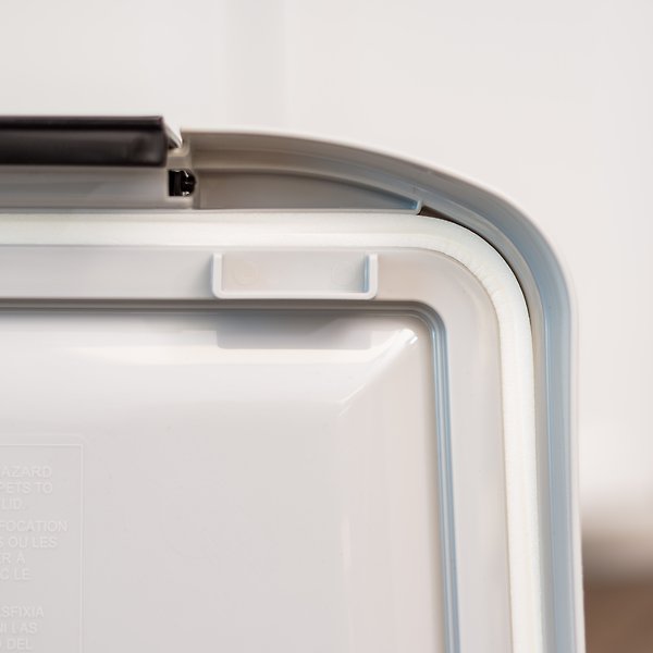 Show full view: IRIS USA WeatherPro Airtight Dog, Cat, Bird & Small Pet Food Storage Container with Casters, Gray, 11.34-kg slide 8 of 10