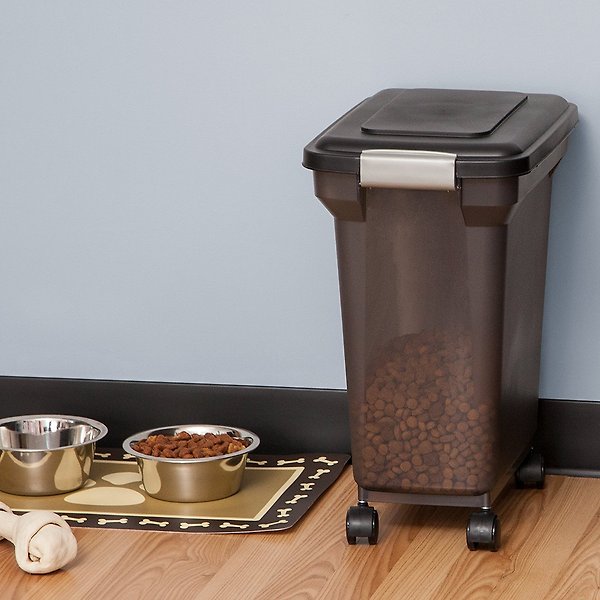 Show full view: IRIS USA WeatherPro Airtight, Dog, Cat, Bird & Small-Pet Food Storage Container, Black, 10-kg slide 7 of 9