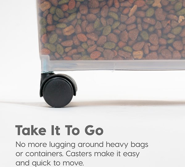 Show full view: IRIS USA WeatherPro Airtight Dog, Cat, Bird & Small-Pet Food Storage Bin Container with Attachable Casters, Navy, 22.7-kg slide 8 of 8