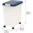 Show in main carousel: IRIS USA WeatherPro Airtight Dog, Cat, Bird & Small Pet Food Storage Container with Casters, Pearl & Navy, 30-lb slide 2 of 9